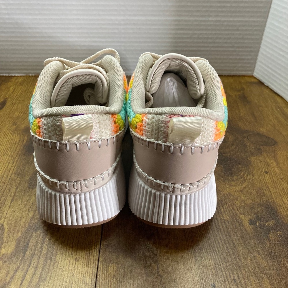 BERNESS Women's Crochet Patchwork‎ Platform Sneakers Cream Multi Color Size 7 - Picture 4 of 10